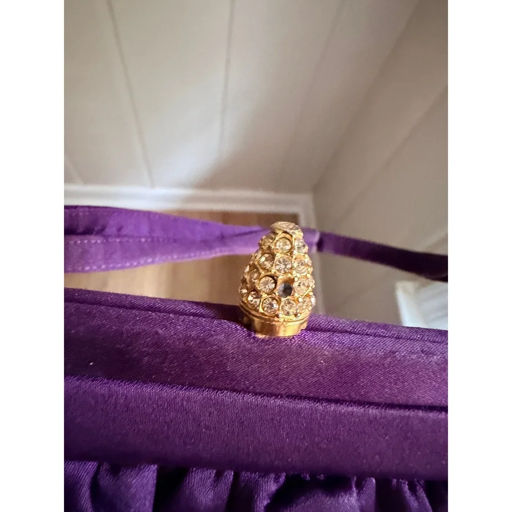 Vintage Morris Moskowitz Purple Satin Evening Bag 1950s Rhinestone Clasp Handbag